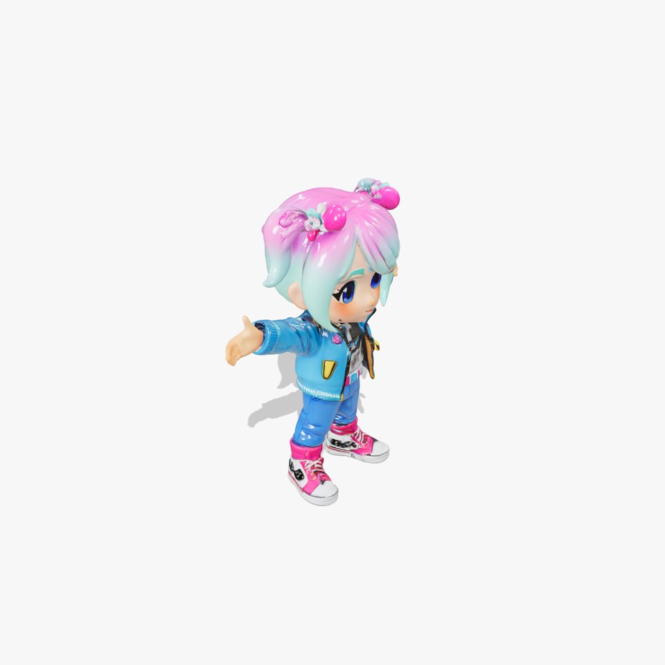 Cute Chibi Girl in Trendy Outfit Rigged and Animated